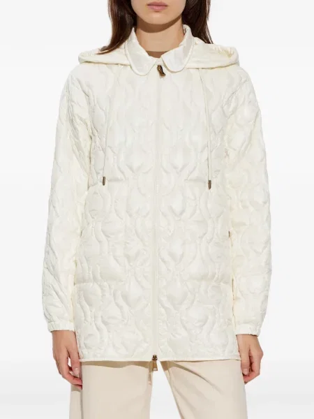 Geacă Moncler cu glugă cu imprimeu geometric