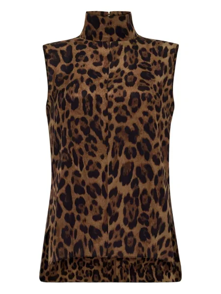 Top Adam Lippes cu imagine cu model leopard maro