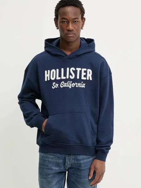 Pulover Hollister Co. mornarsko s kapuco modra