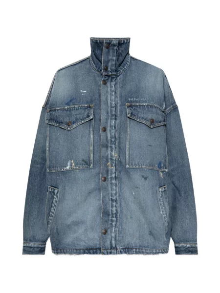 Geacă de blugi Balenciaga cu imagine albastru