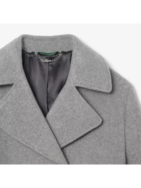 Lacoste Krótki Płaszcz W Grochy Z Mieszanki Wełny O Luźnym Kroju szary
