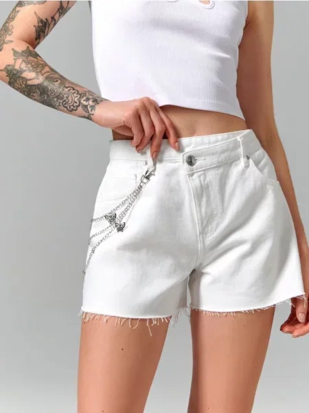 Джинсові шорти з потертостями білий