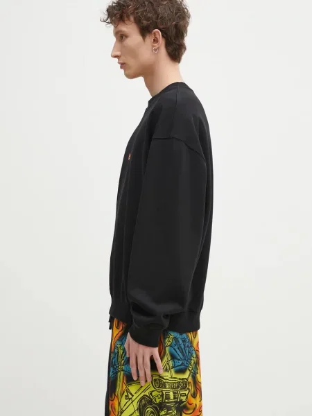 Marcelo Burlon bluza County Flame Boxy Crewneck Black Red z nadrukiem czarny