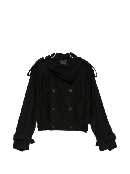 Decupat geacă Yohji Yamamoto cu două rânduri de nasturi negru