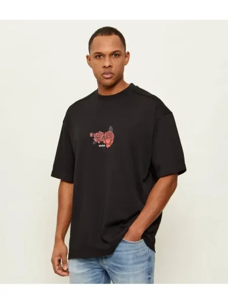 HUGO Tricou Domans | Oversize fit negru