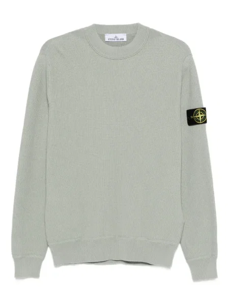 Pulover Stone Island cu decolteu rotund cu strasuri verde