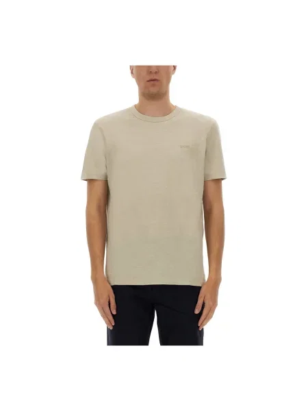 T-shirt o kroju regular fit z czystej bawełny model Thompson' Boss beżowa