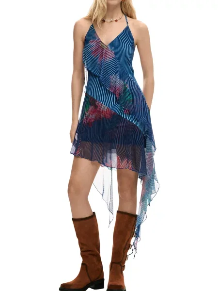 Rochie fără mâneci Desigual fără mâneci albastru