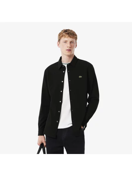 Lacoste Koszula O Dopasowanym Kroju Cotton Piqué czarny