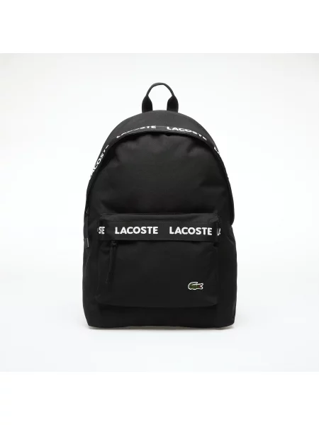Lacoste rucsac negru mare cu imprimeu albastru
