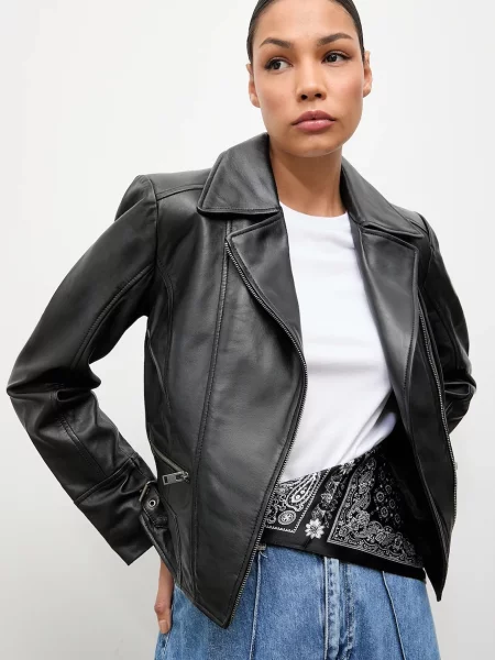 Answear.LAB geaca ramones de piele de tranzitie negru