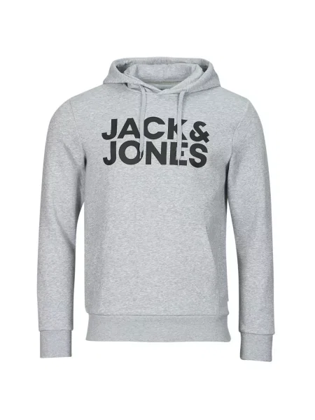 Mikina s kapucňou Jack & Jones s kapucňou s autogramom sivá