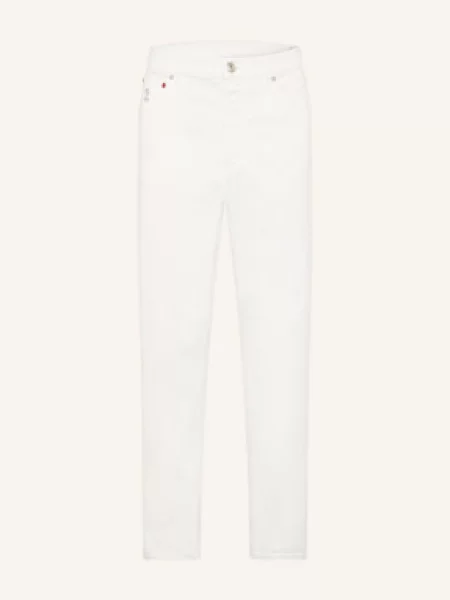 Brunello Cucinelli Jeansy Slim Fit weiss białe