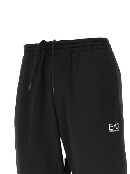 Τρέξιμο παντελόνι Ea7 Emporio Armani με σχέδιο με κορδόνι μαύρο