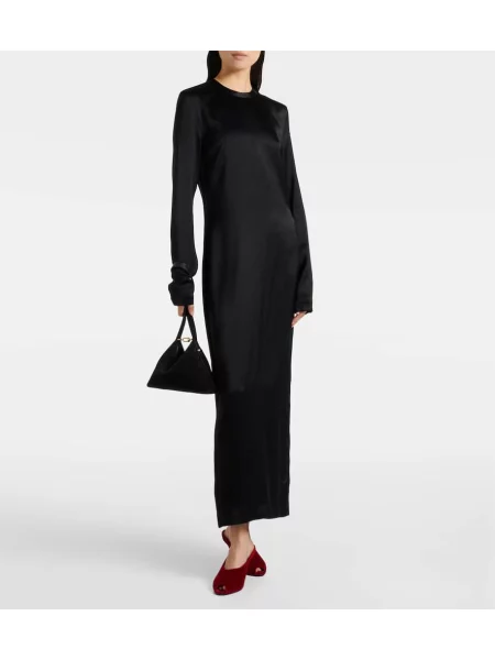 Rochie maxi Toteme din satin de costum negru