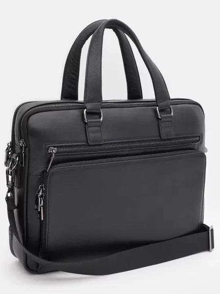 Кожаная сумка для ноутбука Ricco Grande черная