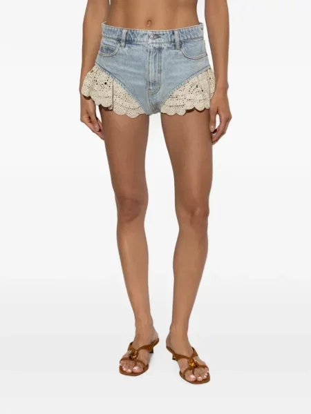 Pantaloni scurți din denim Frame albastru