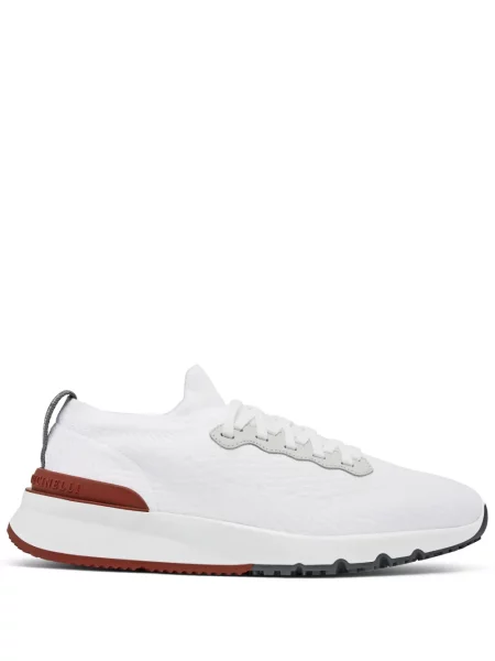 Sneakerși Brunello Cucinelli tricotate alb