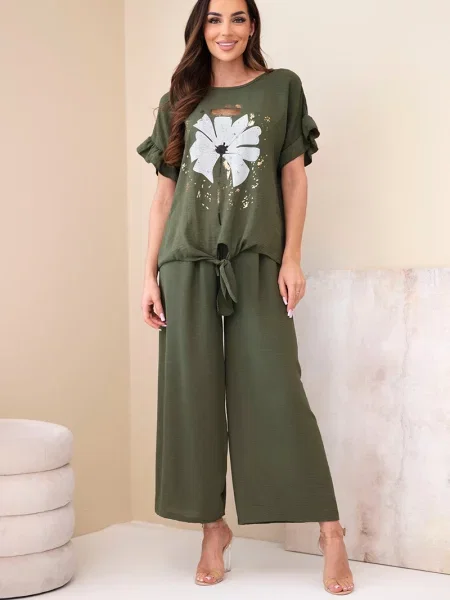 Bluză Kesi Włoski cu model floral alb