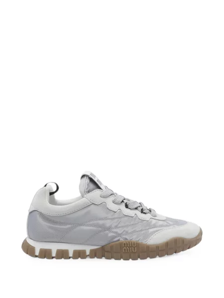 Sneakerși Miu Miu din piele de căprioară gri