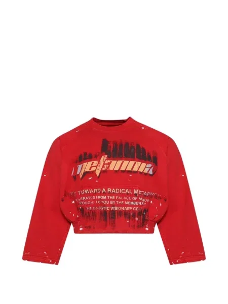 Hanorac crewneck Rrr123 cu imagine roșu