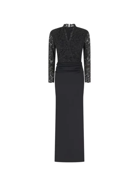 Rochie maxi Chiara Boni La Petite Robe cu volane din dantelă negru