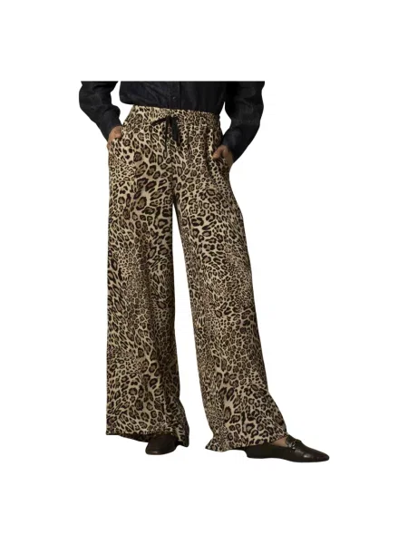 Spodnie Kocca z nadrukiem w panterkę brązowe