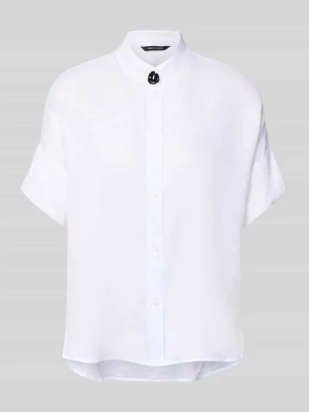 Bluzka o kroju regular fit ze stójką i listwą guzikową Armani Exchange biała