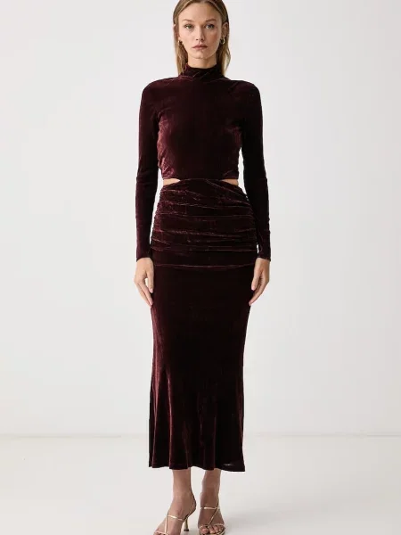 Bardot rochie din velur ALONZA