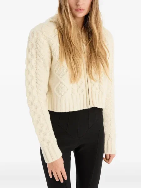 Cardigan Rotate Birger Christensen tricotate cu glugă alb