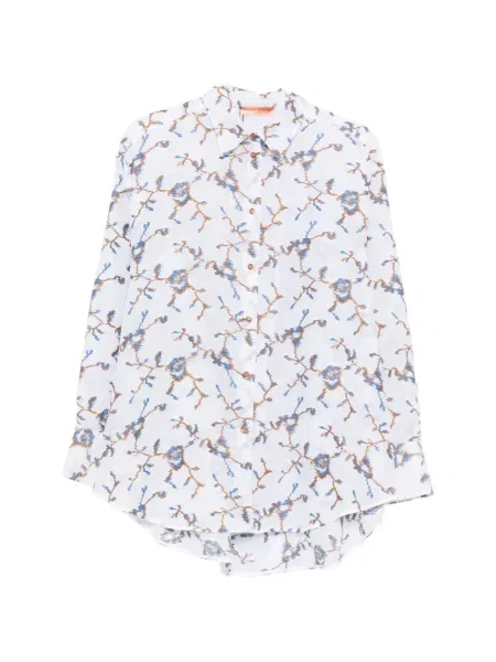 Cămașă Ermanno Scervino cu broderie lungă alb