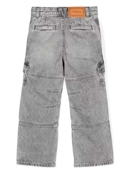 Jeansy straight leg dziecięce Versace szare