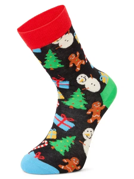 Dzianinowe skarpety Happy Socks z logo czarne