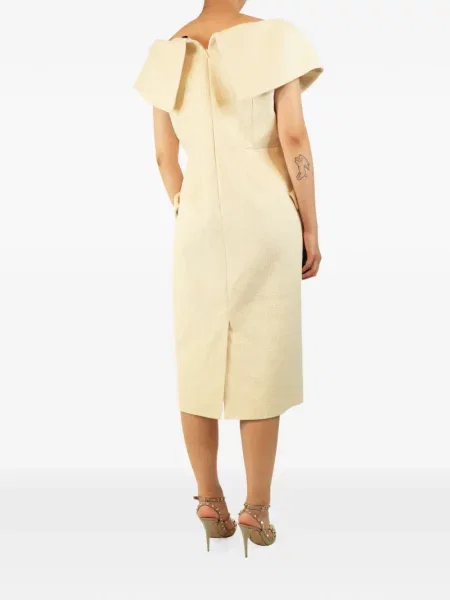 Rochie midi Suzannah London din tweed cu umerii deschiși