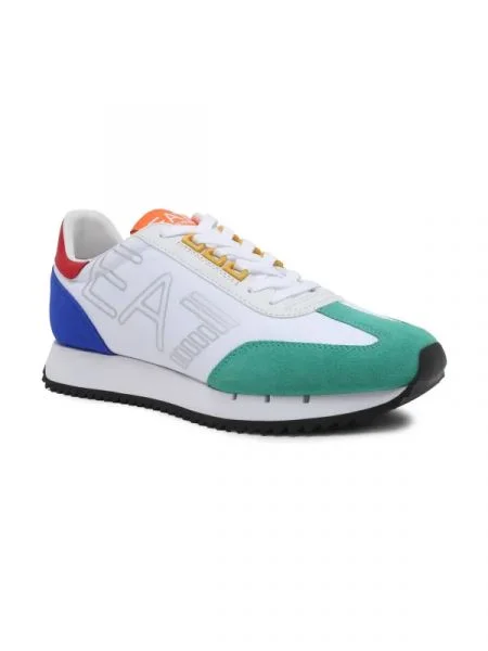 Sneakers tornacipő bőr hozzáadásával fehér