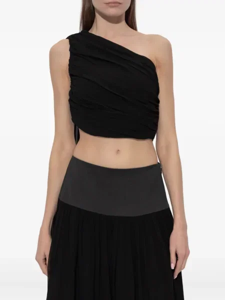 Bluzka Posse drapowana na jednym ramieniu czarna