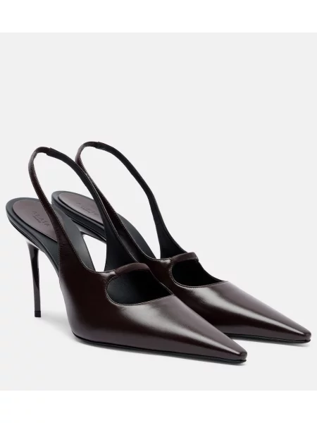 Pantofi cu toc Alaïa din piele slingback maro