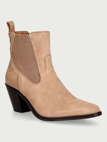 Tommy Hilfiger ghete scurte pentru femei din piele întoarsă SUEDE WESTERN CHELSEA BOOT bej