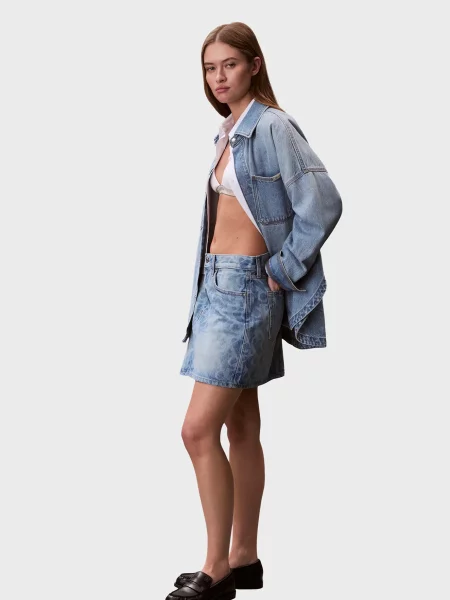 Міні джинсова спідниця Calvin Klein Jeans блакитна