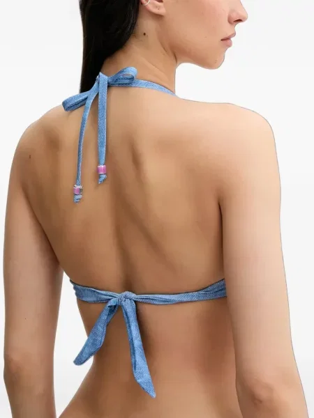 Top Chantelle cu imagine cu gât halter albastru