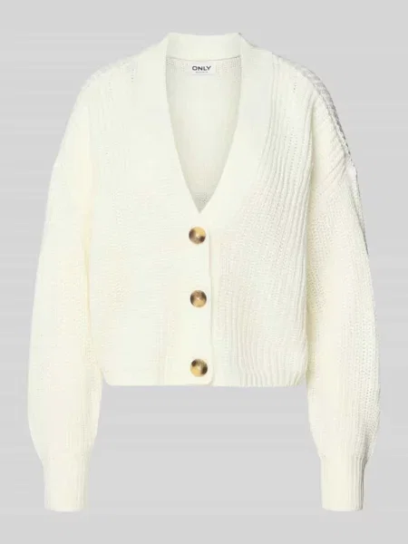 Kurtka z dzianiny o kroju regular fit z jednorzędową listwą guzikową model ‘CAROLSPRING’ Only biała