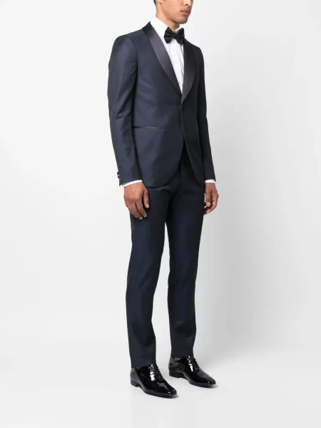 Szatén öltöny Emporio Armani hajtókával kék