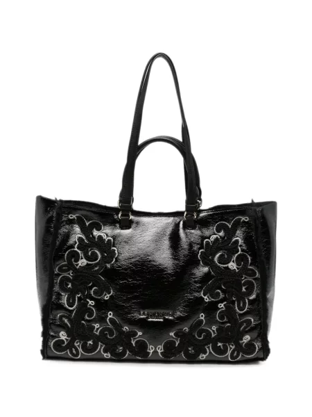 Geantă shopper Ermanno Firenze cu broderie negru