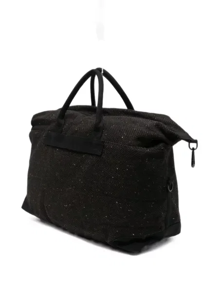 Geantă Les Deux de lână cu model herringbone maro
