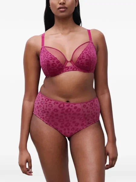 Sutien Chantelle cu imagine cu model leopard plasă roz