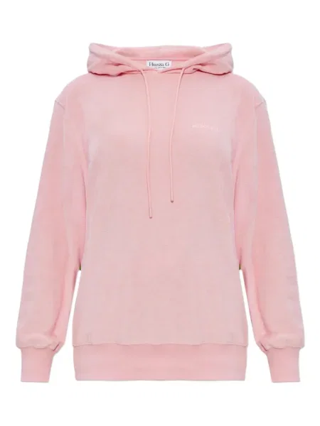 Hanorac cu glugă Hunza G din material terry roz