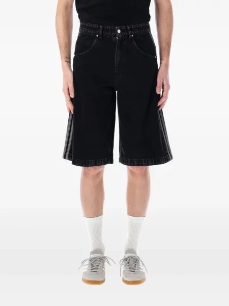 Pruhované džínové šortky Adidas černé