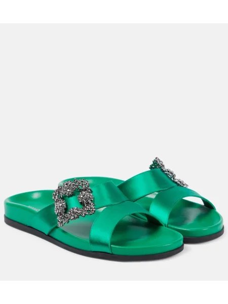Sandale Manolo Blahnik din satin verde