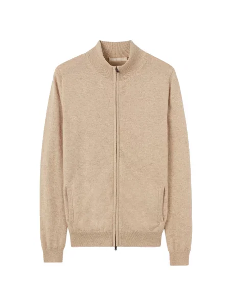 GOBI Cashmere Kardigán Women's Essential Cashmere Full-Zip Cardigan svetlobéžová
