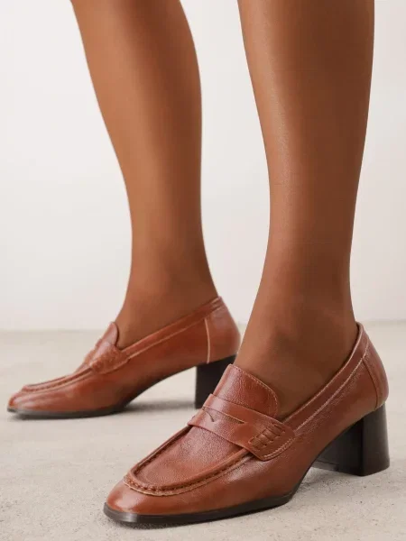 Pantofi VICES în stil mocasin cu gros și branț din piele naturală Ilati maro